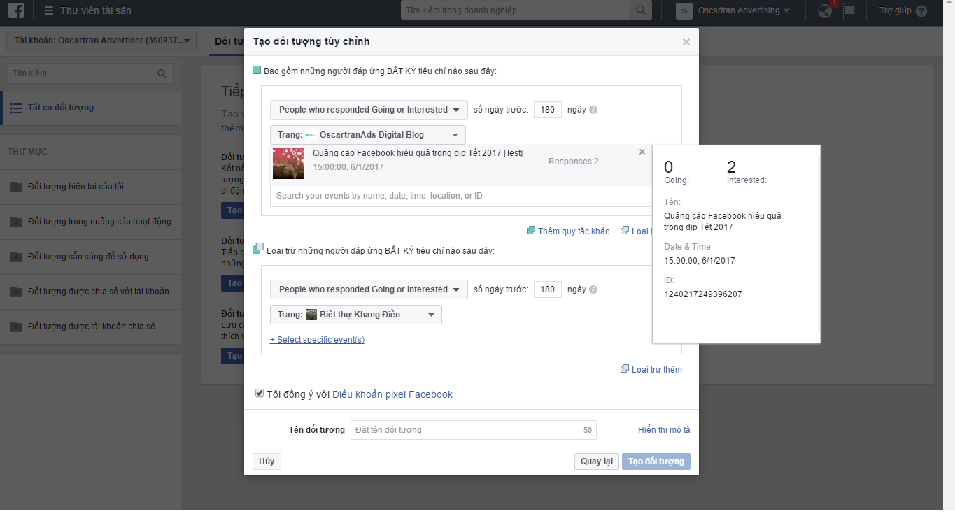 Facebook cập nhật, Tập đối tượng tùy chỉnh Sự kiện