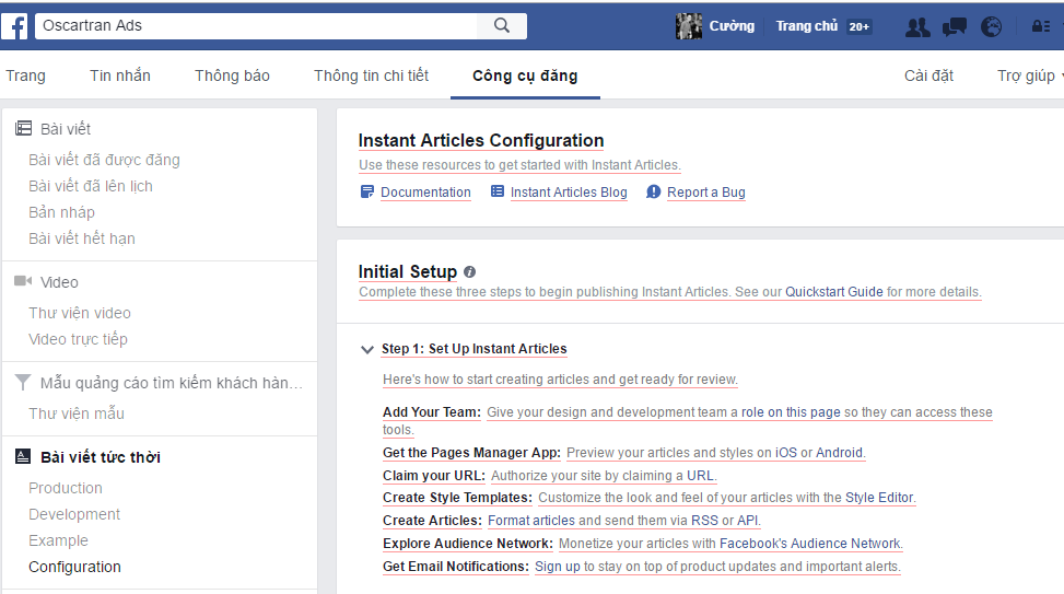 Hướng dẫn cài đặt Facebook Instant Articles