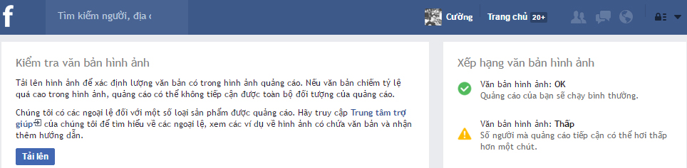 Chinh sach 20% van ban quang cao facebook